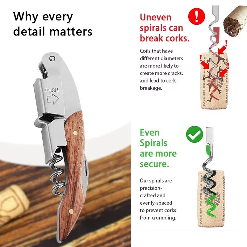 Waiter's Corkscrew with Red Pear Wood Multifunction Wine Corkscrew Professional Bottle Opener Easy To Carry Kitchen Accessories