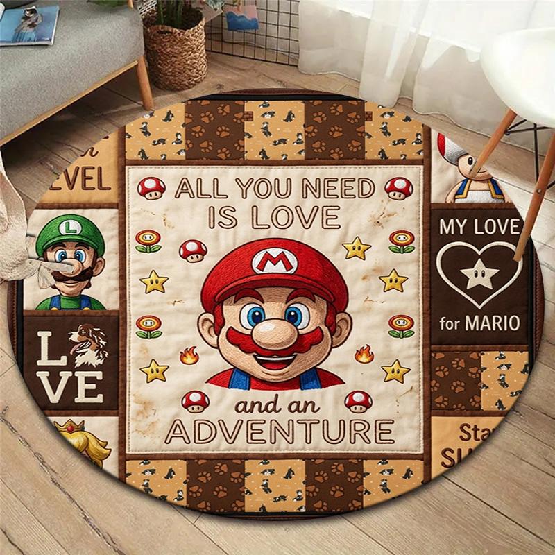 Super Mario Round Area Rug Carpet Rug For Living Room Bedroom Sofa Playroom Decor Nonslip Floor Mat