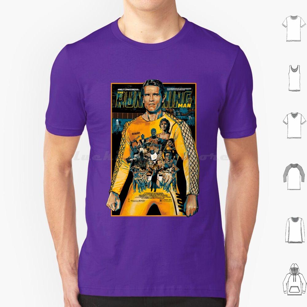 The Running Man Poster T Shirt Big Size 100 Cotton The Running Man Arnie Schwarzenegger Movie Action 80s Retro Geek Arnold