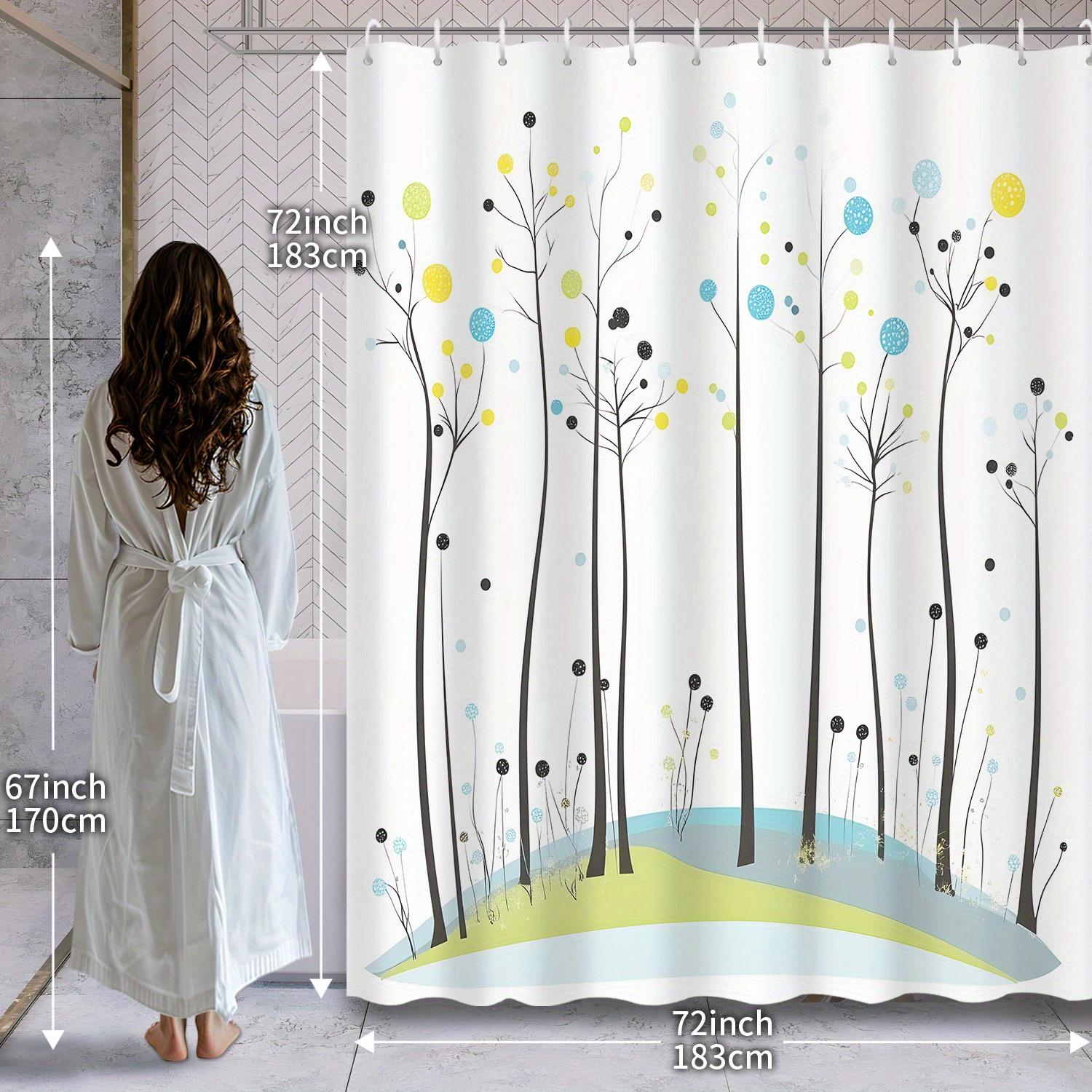 Whimsical Forest Shower Curtain: Colorful Trees and Dots for a Playful Bathroom Decor W90XH180cm