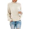 Pull à col montant pour femmes Pull tricoté d'automne et d'hiver pour femmes Ample Couleur unie Grande taille Vêtements de ville pour femmes