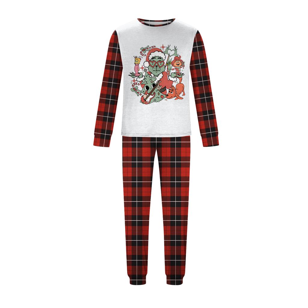 Vánoční potisk Rodičovský a dětský pyžamový set s dlouhým rukávem Domácí oblečení