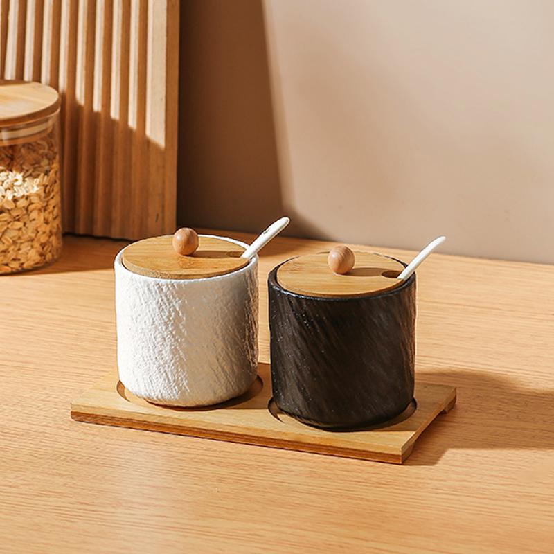 Kitchen Ceramic Seasoning Jar Seasoning Box Kitchen Chili Salt Sugar Jar MSG Pepper Seasoning Box Tableware