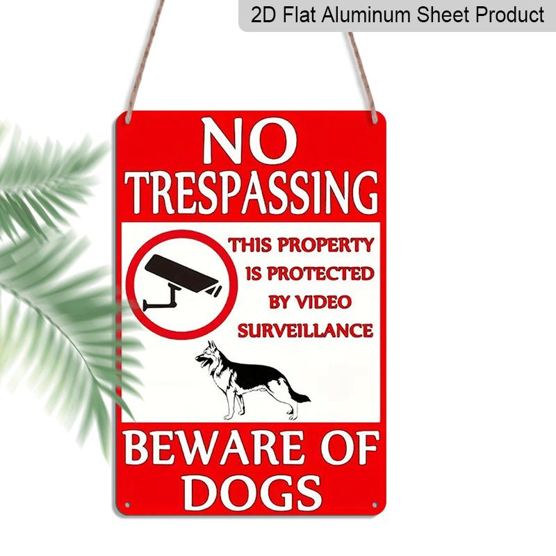 

2D Flat Single Piece of Vintage Metal Sign Measuring 8X12 Inches That Reads Beware of Dogs . This Rustic Aluminium Wall Decor Includes A Notice for 20*30cm