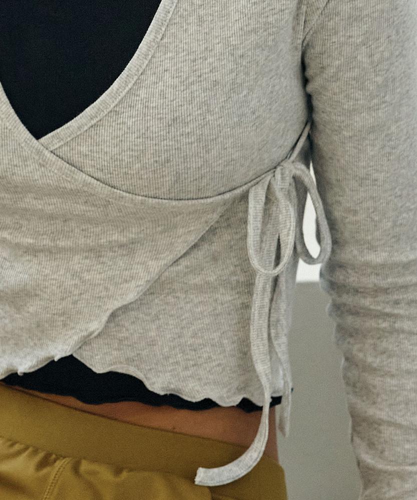 Debiweeo New Wave Wrap Long Sleeve Devi-T0114-Melange Grey