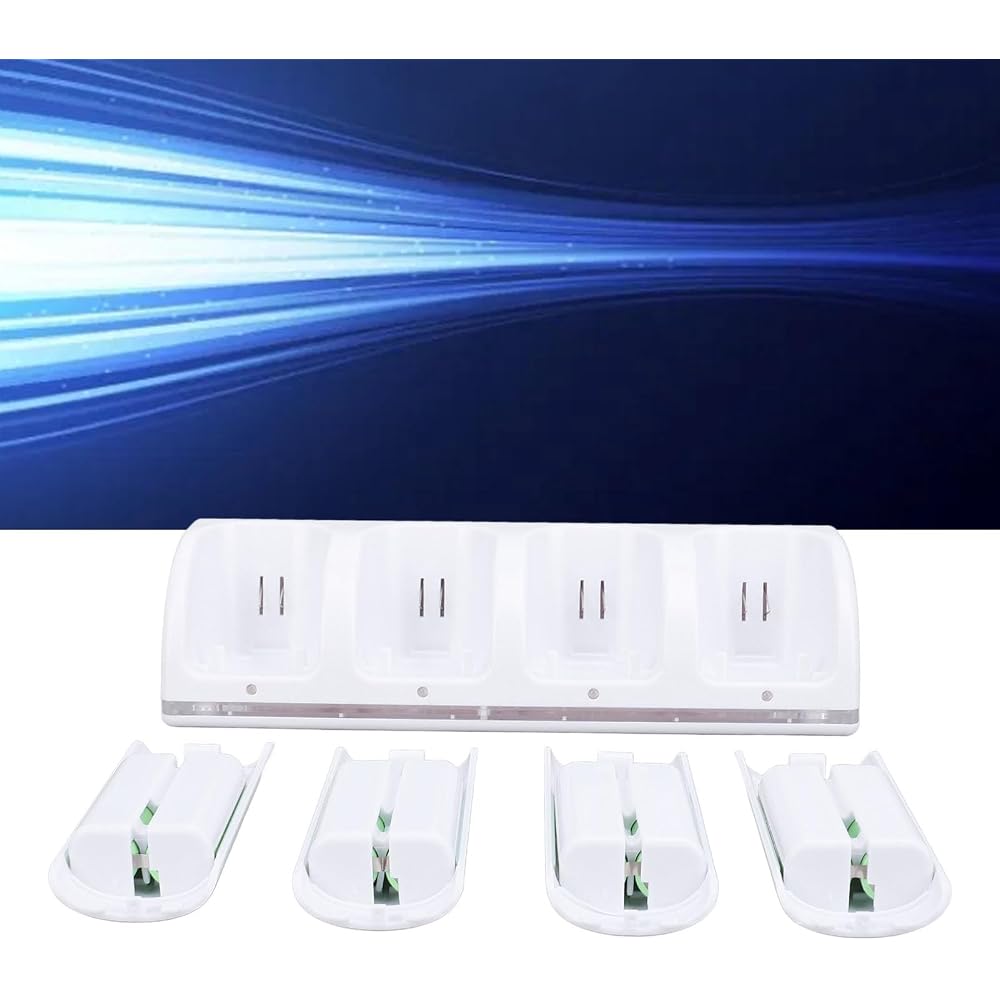 4 In 1 Charging Station for Wii Remote, Charger Dock with 4 2800mAh Rechargeable Battery Packs an...