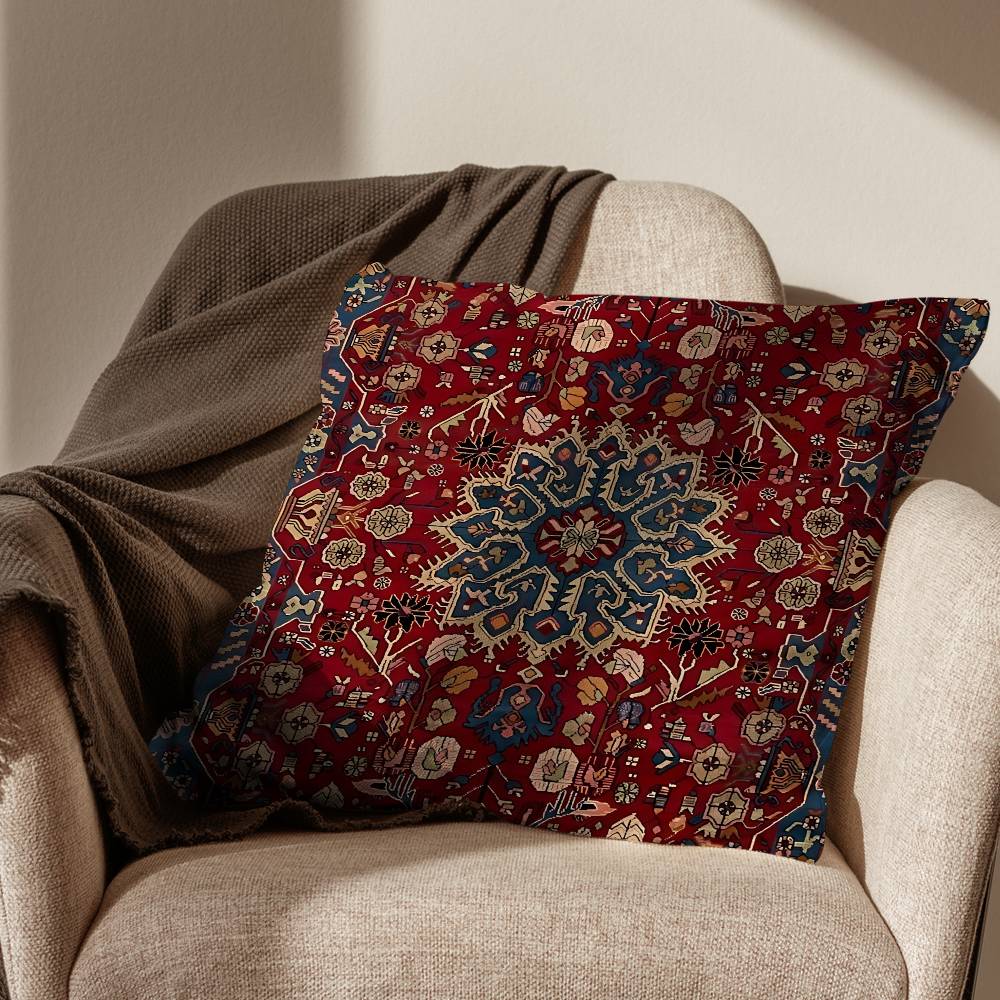

Persian Rug Iranian Carpet Pillow Case Square DoubleSided Printing Short Plush Sofa Cushion Cover Bedroom Bedside Pillow 30x30cm