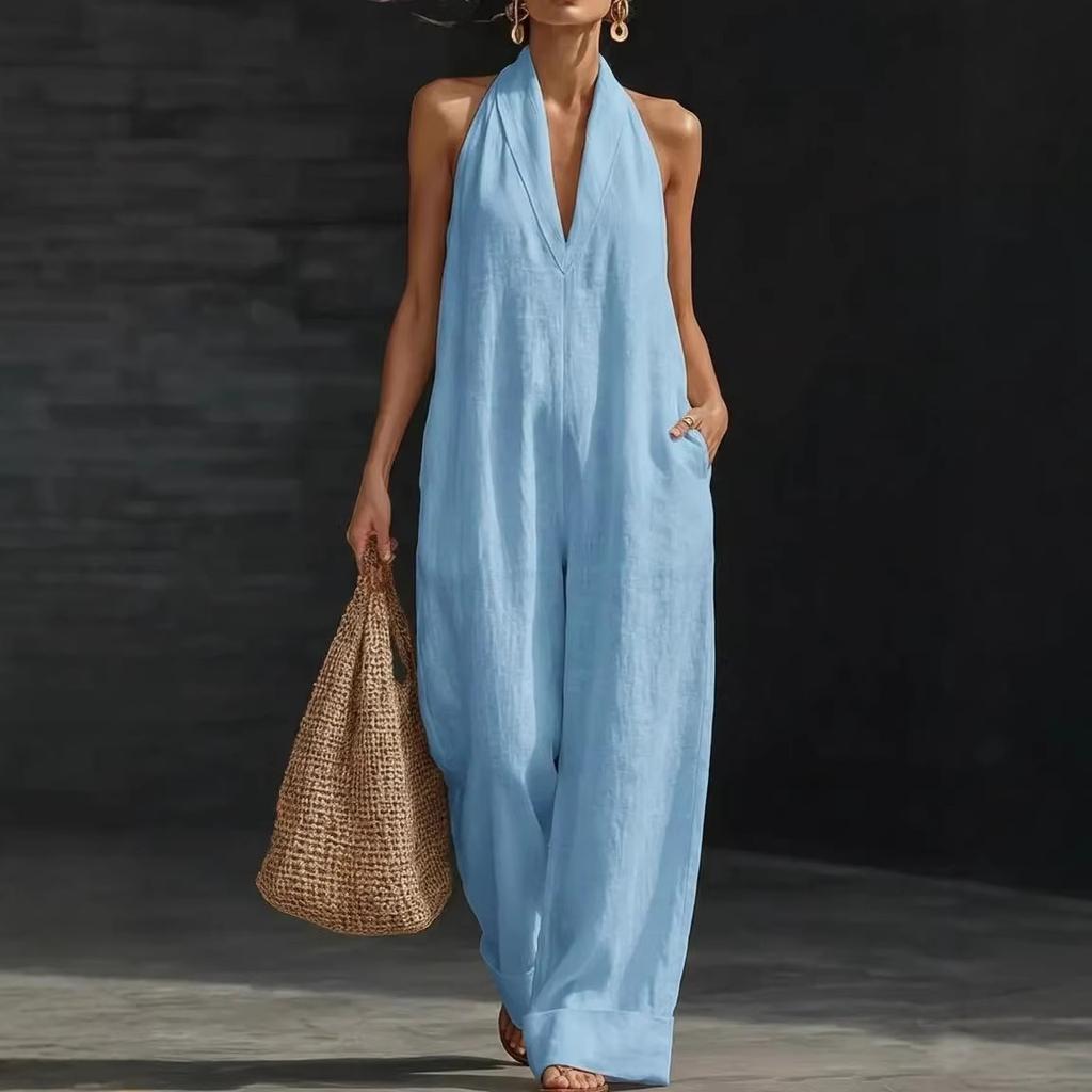 Spring and Summer New European and American Independent Station Simple, Elegant and Comfortable Sleeveless Jumpsuit
