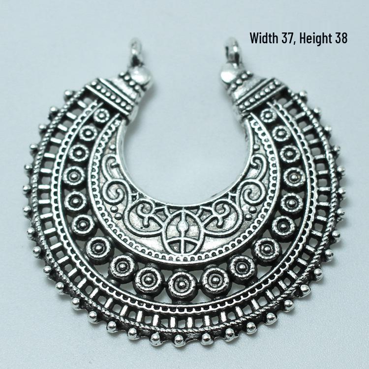 Sterling Silver Alloy Ethnic Jewelry Accessories: Necklace, Earrings, Charms, Pendants, Connectors, for Clothing and Hats.
