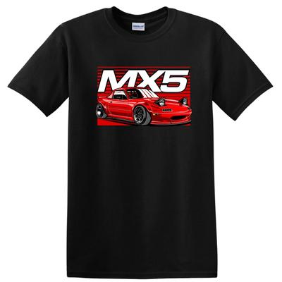 MX5 Car Graphic T Shirt Cool Red Sports Tee for Auto Racing Enthusiasts