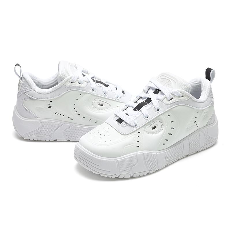 FILA Melt Simple Fashion Thick Sole Height Increasing Wear Resistant Low Top Skate Shoes Women Sneakers White Gray F12W431201FWV