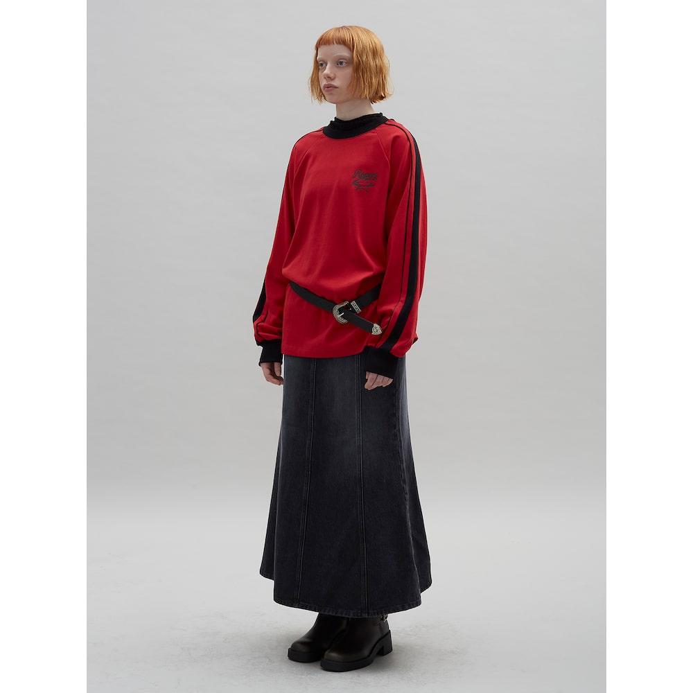 Saendeusaundeu Piping Detail Raglan Tshirt Red