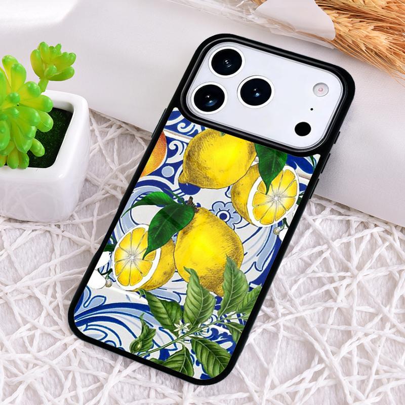 Mediterranean Lemon Shockproof Phone Case for iPhone 17 Air 16e 15 11 12 14 13 Pro Max Cover Coque