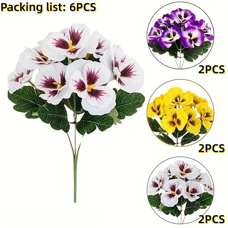 

6pcs Artificial Pansy Flowers Multicolor Realistic Silk Faux Floral for Patio Garden Porch Wedding Spring Indoor Outdoor Decor