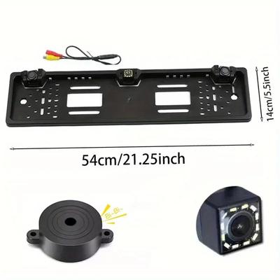 European License Plate Frame Dual 12Led Night Vision Car Camera System 170° Fisheyes Lens BSD/ADAS Buzzer Alarm Backup Camera