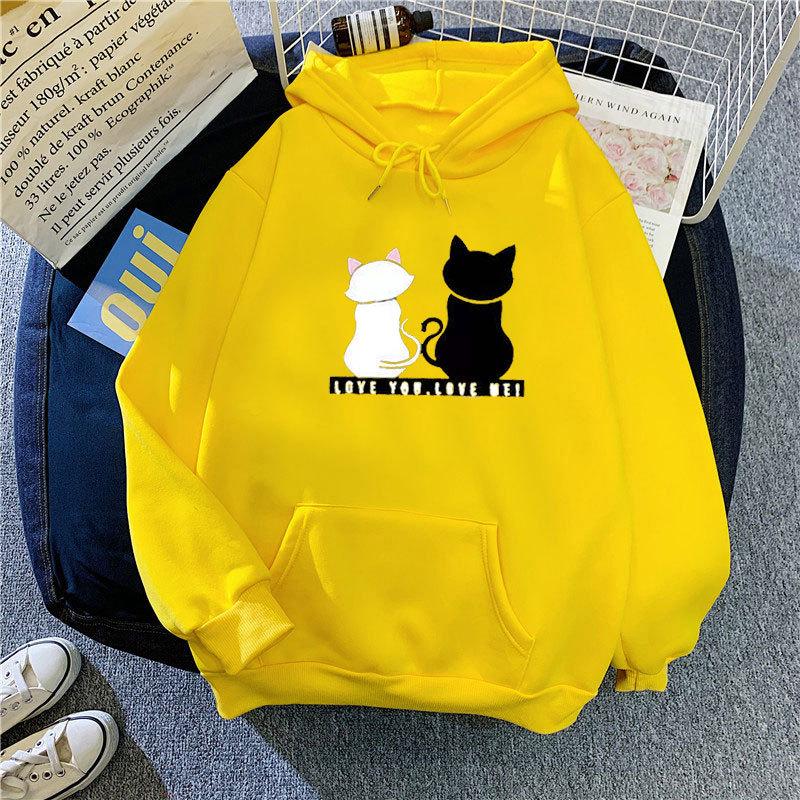 Streetwear Hoodies Women Sweatshirt Autumn Long Sleeve Hoodies Harajuku Hoodie Cute Cat Print Sweatshirt Women