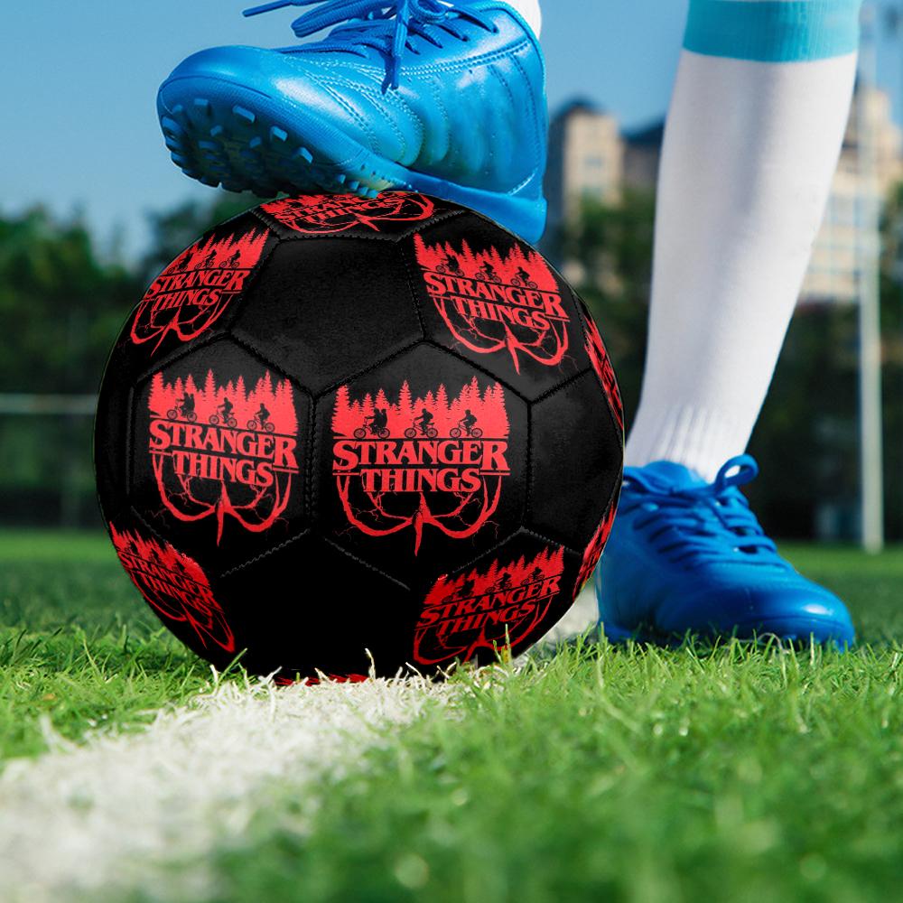 stranger things Indoor Soccer Ball Colorful Machine Stitched PVC Size 5 Team Training Competition Ready Durable High-Bounce Cool Sports Gift