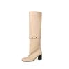 Foreign trade two wear removable knee boots 2025 new retro thick heel rivets thin leather high boots