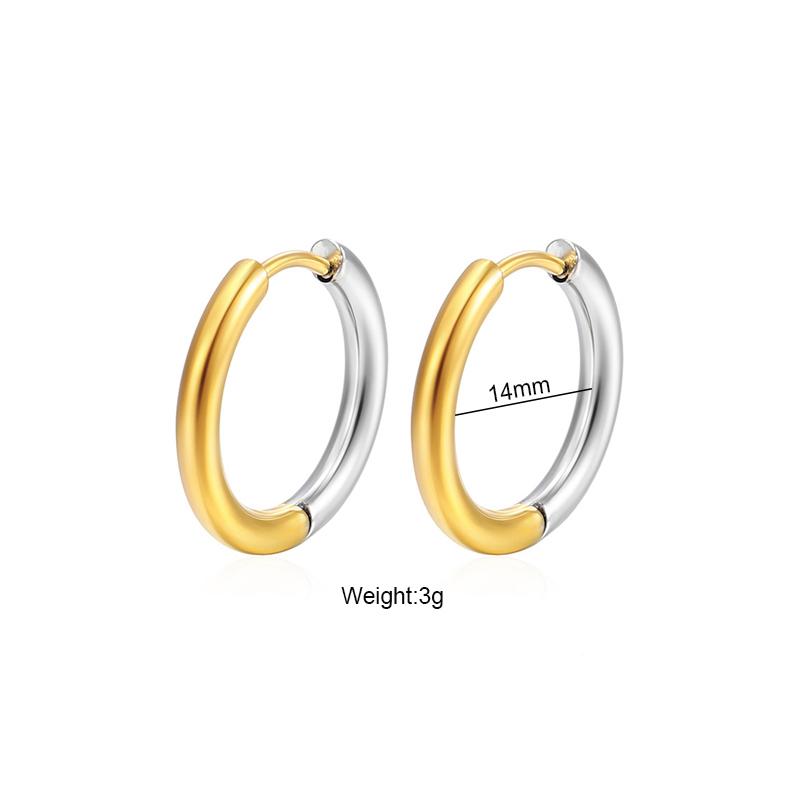 New Glossy Stainelss Steel Gold Silver Color Geometric Hoop Earrings Woman Man Heart Star Oval Round Punk Hip-hop Huggie Jewelry