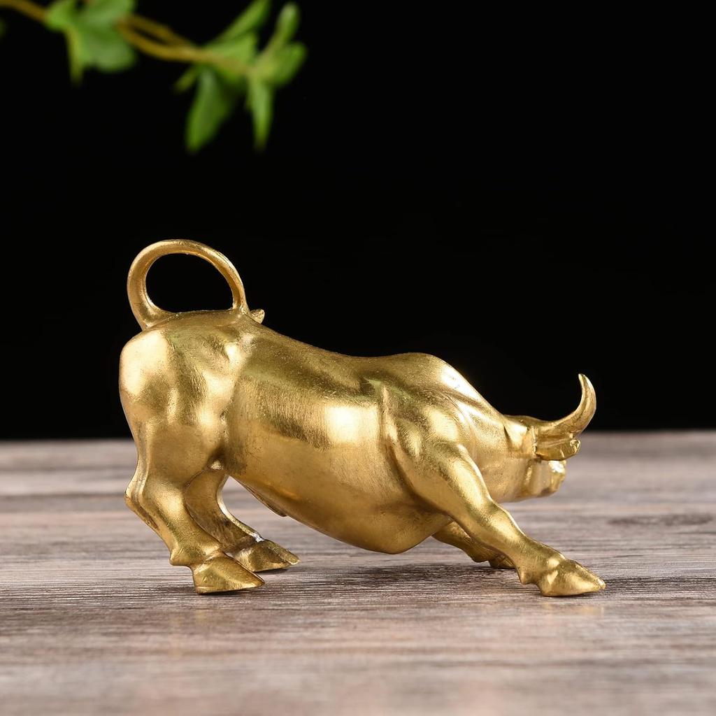 BRASSTAR Brass Fengshui Handmade Bull OX Statue Charm Lucky Wealth Figurine Business Gift Home Decoration TQGJPT1