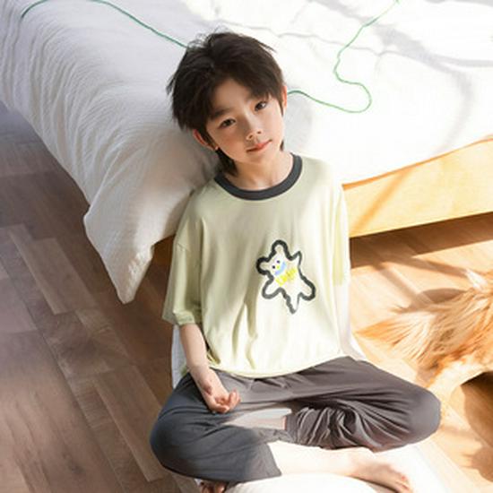 Panda Yuanyuan Spring 2025 Boys' Heavyweight Raglan Sleeve Cotton T-Shirt