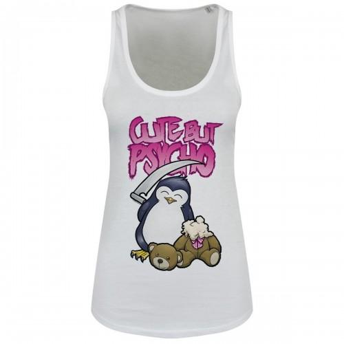 Top di canotta Psycho Penguin donna / donna carino ma fluttuante psicopatico