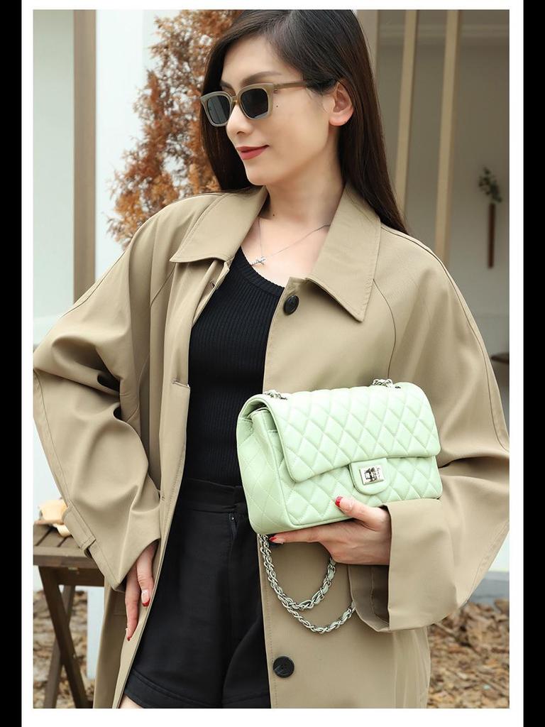Sheepskin Rhombus Chain Shoulder Bag - 2025 Autumn/Winter Commuter, All-Match, Small Square High-End Ladies' Messenger Bag
