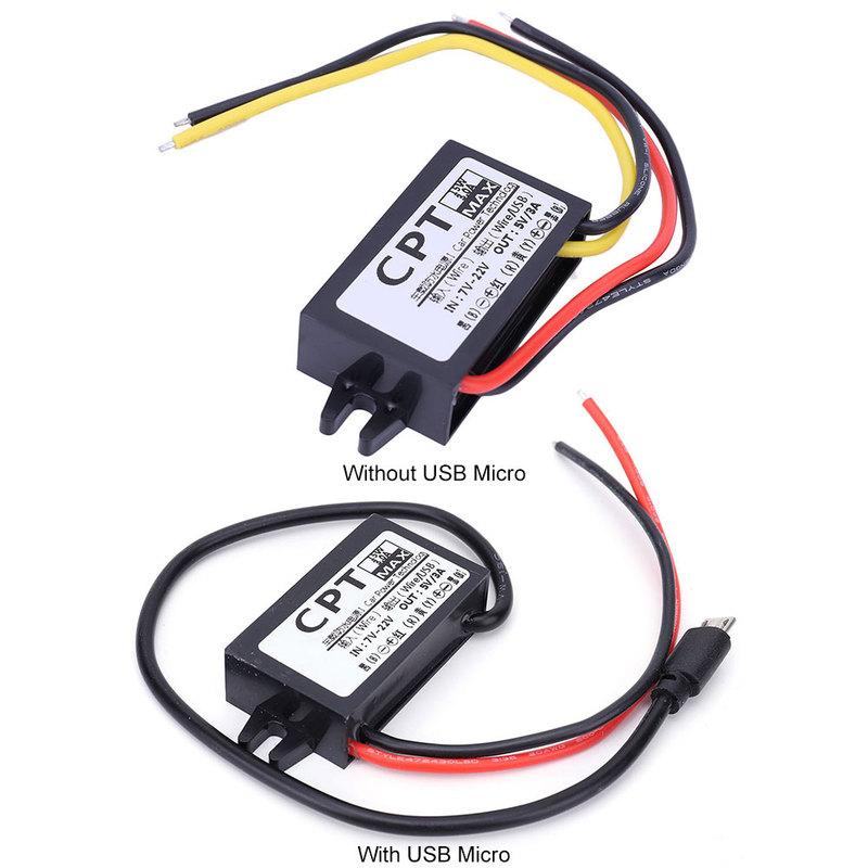 12V To 5V 3A 15W Car Power Regulator Wire Interface CPT Car Power Converter Output Power Adapter