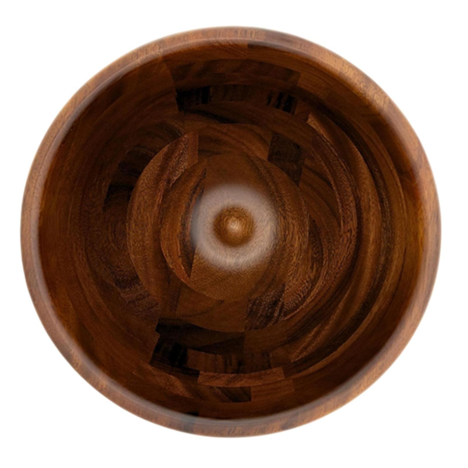 

Wood Mixing Bowl Non Slip Anti Tip Stainless Steel Base Wooden Salad Bowl for Mixer