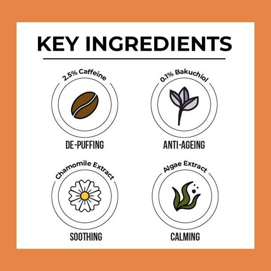 DR. Sheth's Kamille & 2,5% Koffein Augencreme | Reduziert feine Linien, Falten & Schwellungen | Algenextrakt gegen Augenringe -15g