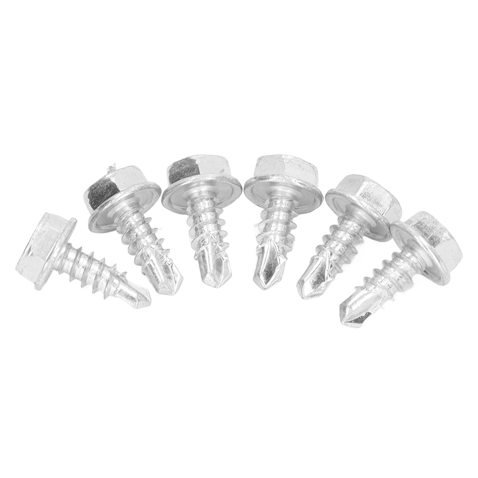 

250PCS Self Drilling Screw Carbon Steel White Zinc Drill Screw M4.8x13mm for Metal Wood Plastic Hex Washer Head