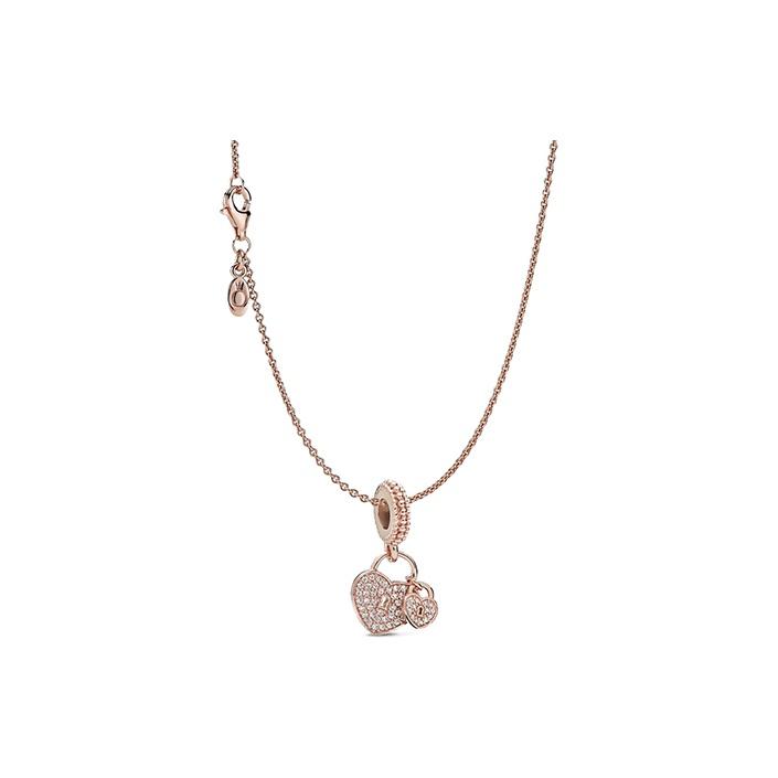 Pandora Shining Love Lock Necklace Women necklace Rose-Gold ZT517 Box,Rose Gold 45cm