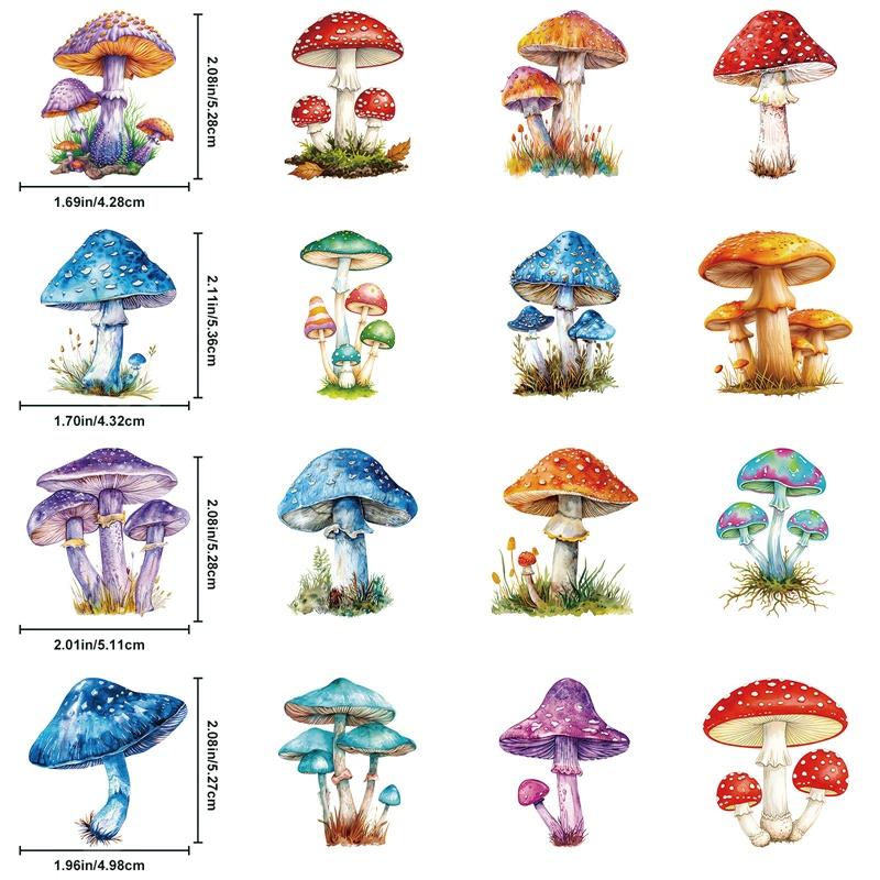 50PCS Cartoon Mushroom Colored PET Sticker Aesthetic Decoration Scrapbooking Stationery DIY Hand Accounting Supplies for Kids