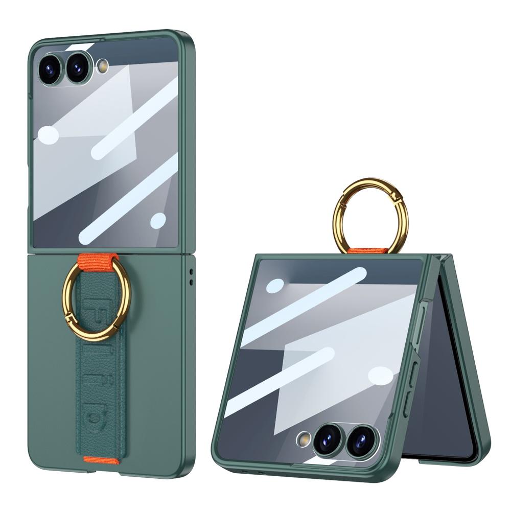 Ultra Thin Matte Case For Samsung Galaxy Z Flip 7 6 8 Metal Ring Holder Stand Skin-Friendly Plastic Hard Protection Back Cover