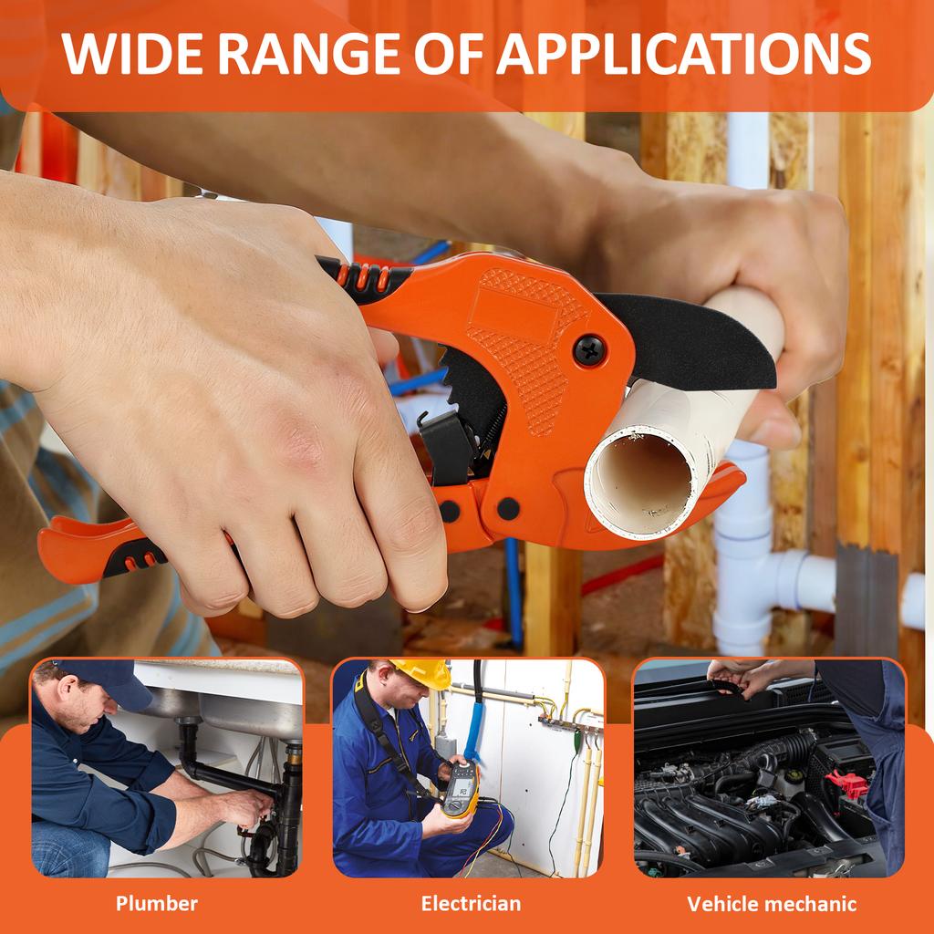 PVC Pipe Cutter Ratcheting Hose Cutter Pipe Cutting Tool with1.65inch Outside Diameter Cutting Capacity for Pipe and Tube Cutter