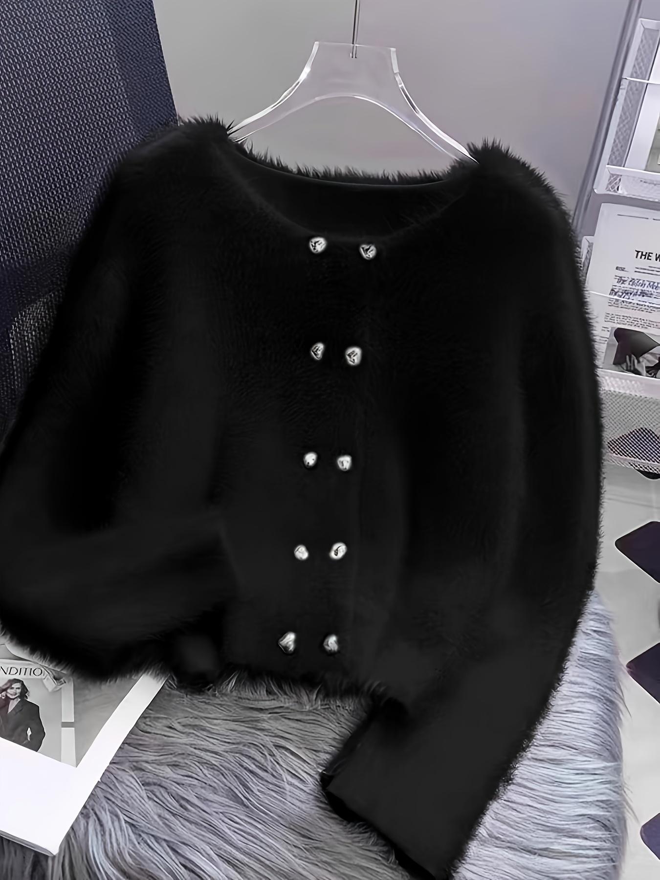 

Преміальний теплий светр з штучного хутра норки 2XL чорний