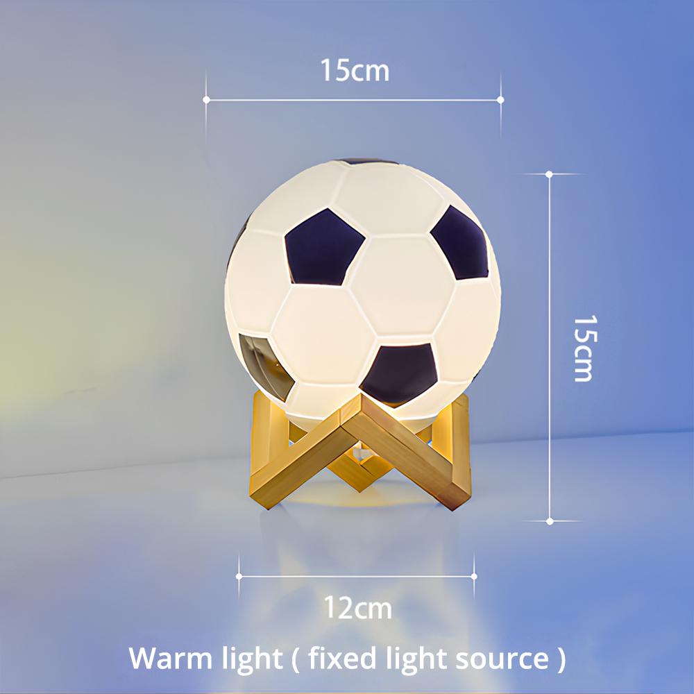 Football Small Table Lamp Solid Wood Glass Night USB LED Circular Bedside Light Study Room Decoration Atmosphere Remote Dimming