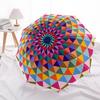 1pc Kaleidoscope Pattern Automatic Folding Umbrella Durable Iron Frame,All Seasons Home Travel Outdoor Multifunctional Umbrella Yy251115075