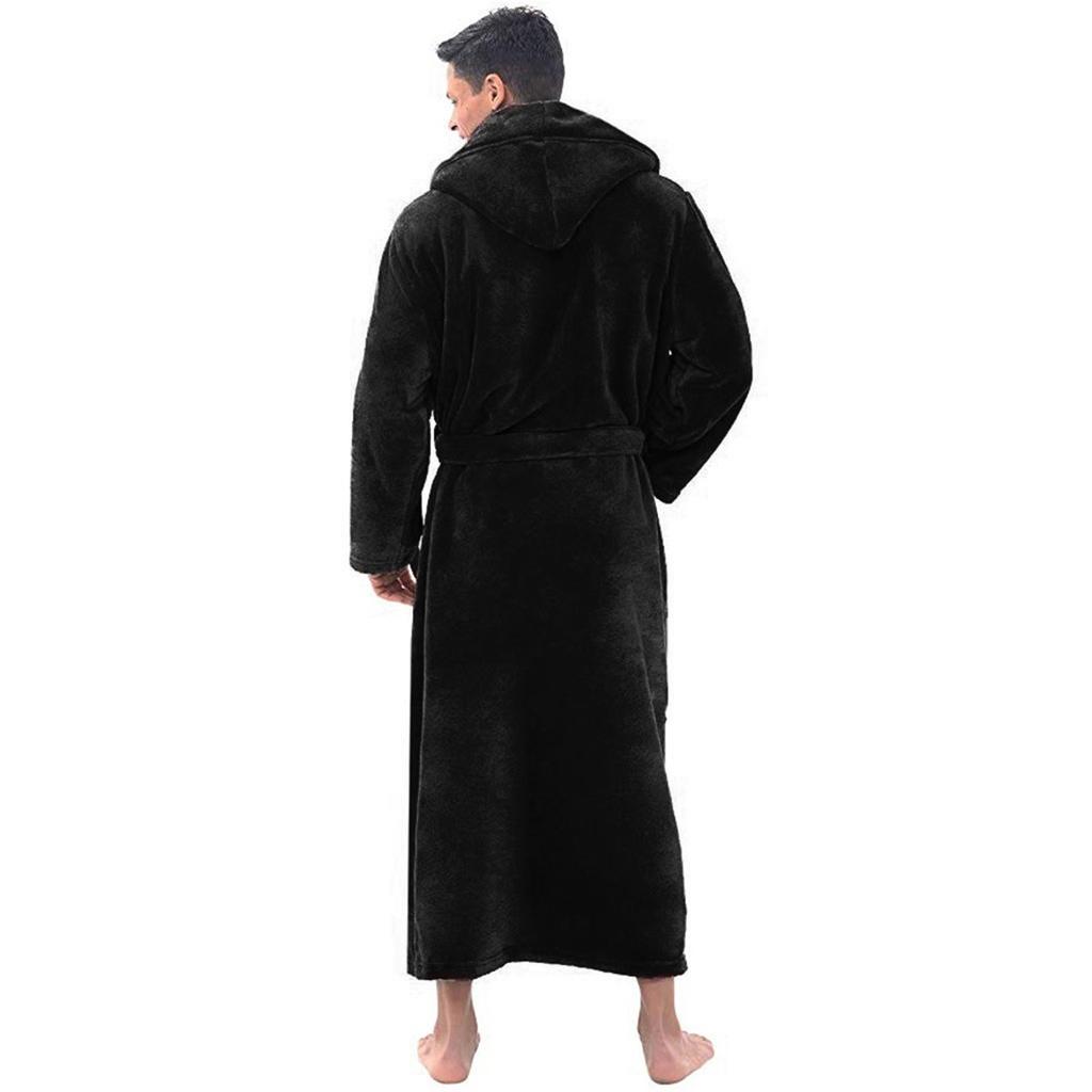 Men's Winter Plush Lengthened Shawl Bathrobe Home Clothes Long Sleeved Robe Coat