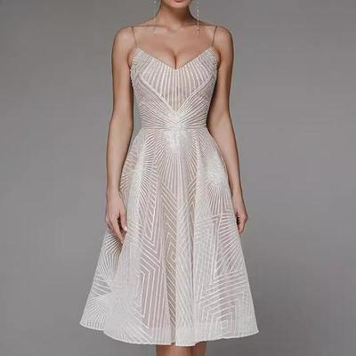 Women's Summer and Spring Sleeveless V-neck High-waist Casual Dress
