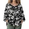 Summer Tops For Women Cute O Neck 3/4 Sleeve Blouses Floral Print Top Casual Shirts