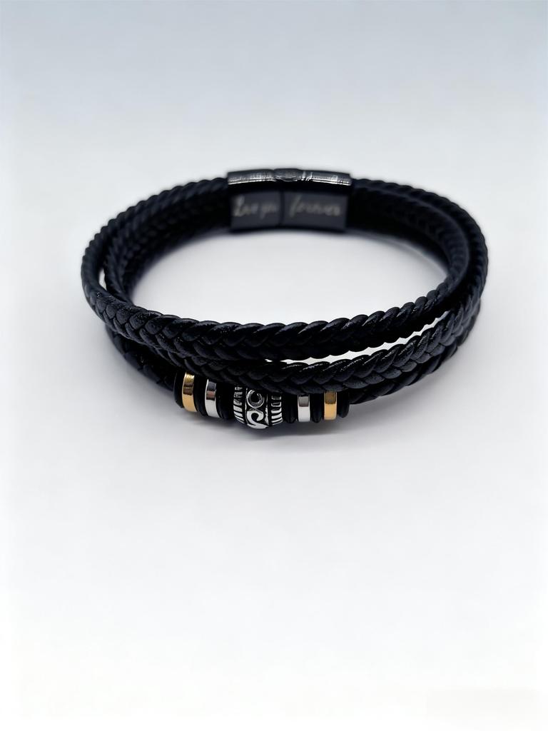NEW HOT Wholesale Classic Retro Multi Layer Woven Rope Titanium Steel Magnetic Buckle Stainless Steel Leather Men's Bracelet