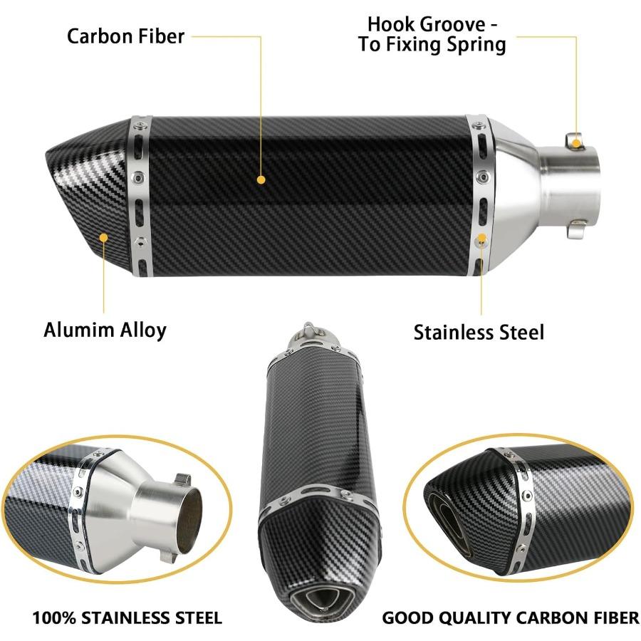 Exhaust Muffler Carbon Fiber 1.52 Inlet with Removable DB Killer for Street and Sport Motorcycles and Scooters Featuring 3851mm