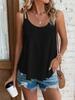 Dames Ronde Hals Mouwloze Tanktop Losse Pasvorm Broderie Jacquard Spaghettibandje Camisole Zomer Laagjes Basic Top
