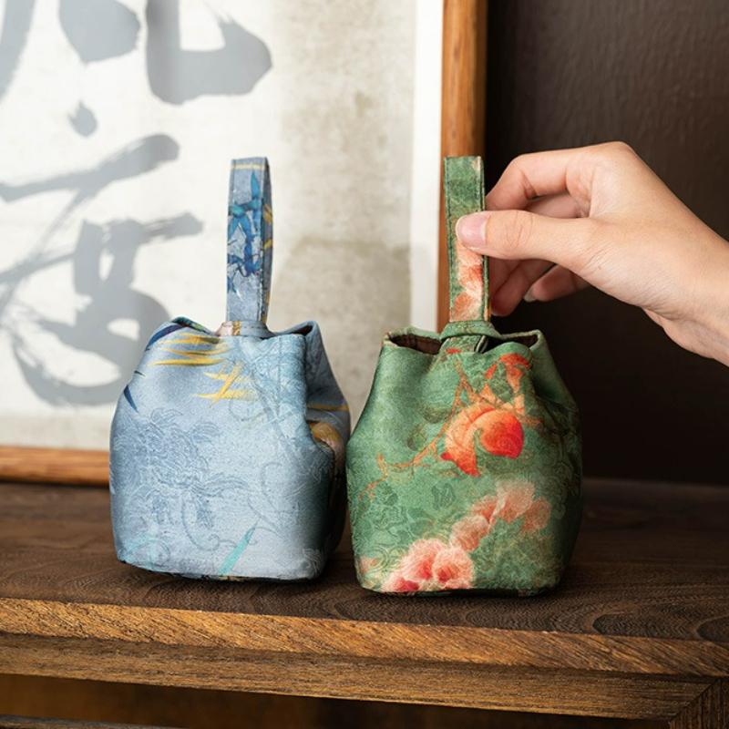 Chinesische Retro-Teetasse Kordelzug Stoffbeutel Reise Tragbare Aufbewahrungstasche Verpackung für Teeset Teekanne Tasche Tee Werkzeug Teegeschirr Neu