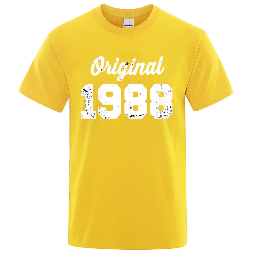 Original 1988 White Letter Print Male Tshirts Breathable Clothes High Quality Tee Clothes Hip Hop O-Neck Cotton Tshirt Couple