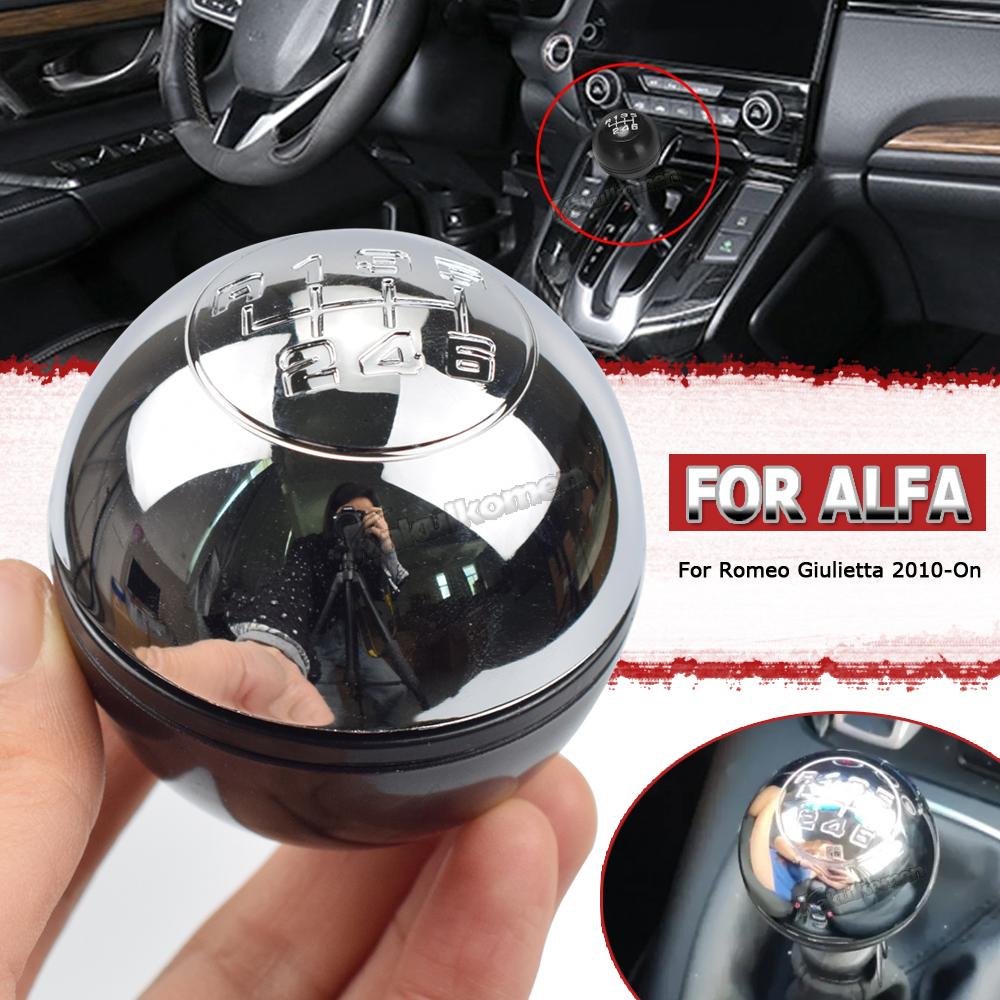 6 Speed Car Manual Gear Shift Knob Chrome Car Gear Shift Knob Shifter Lever Handball For Alfa Romeo Giulietta 2010-2019