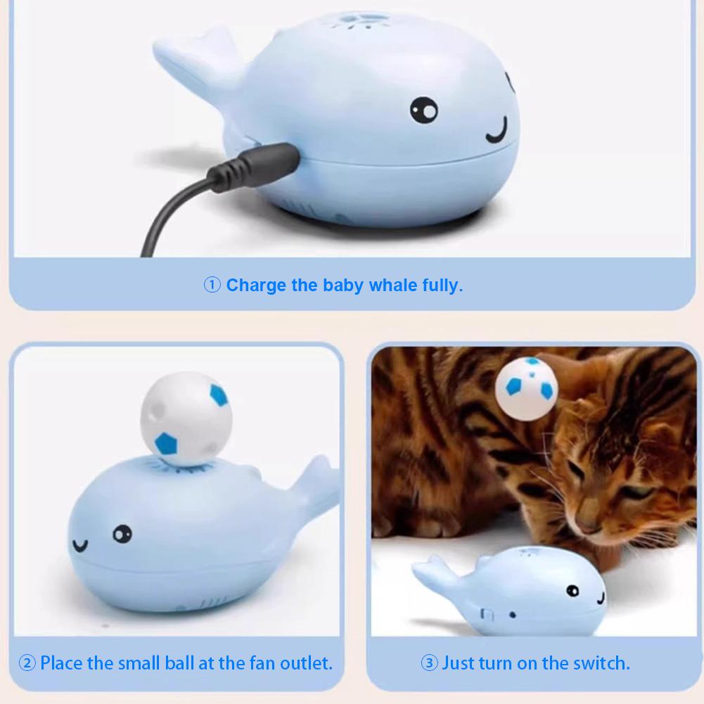 Electric Floating Ball Cat Toy with Fan & Hovering Ball Whale Shaped Cat Toy USB Powered Fun Entertainment for Kittens