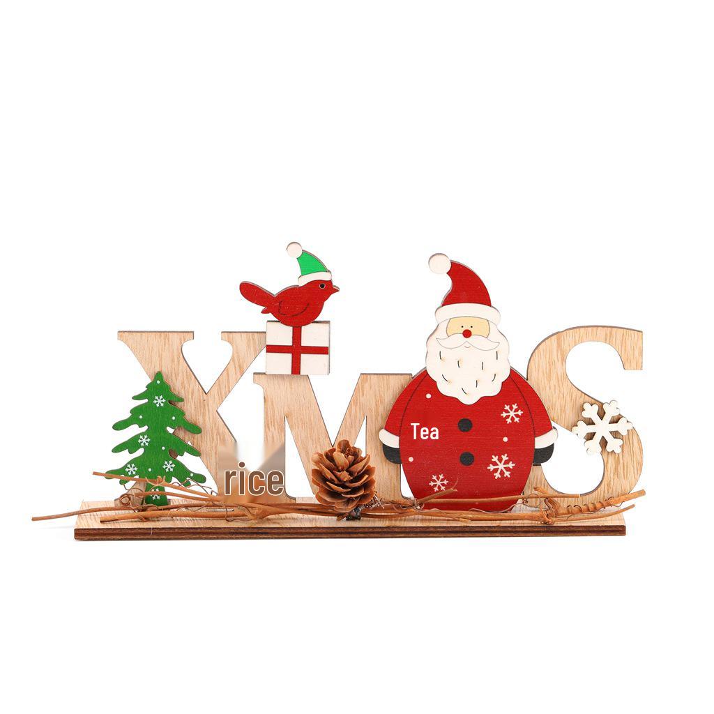 Christmas Festival Decor: Wooden Letter Ornaments - English Old Man Desktop Decorations