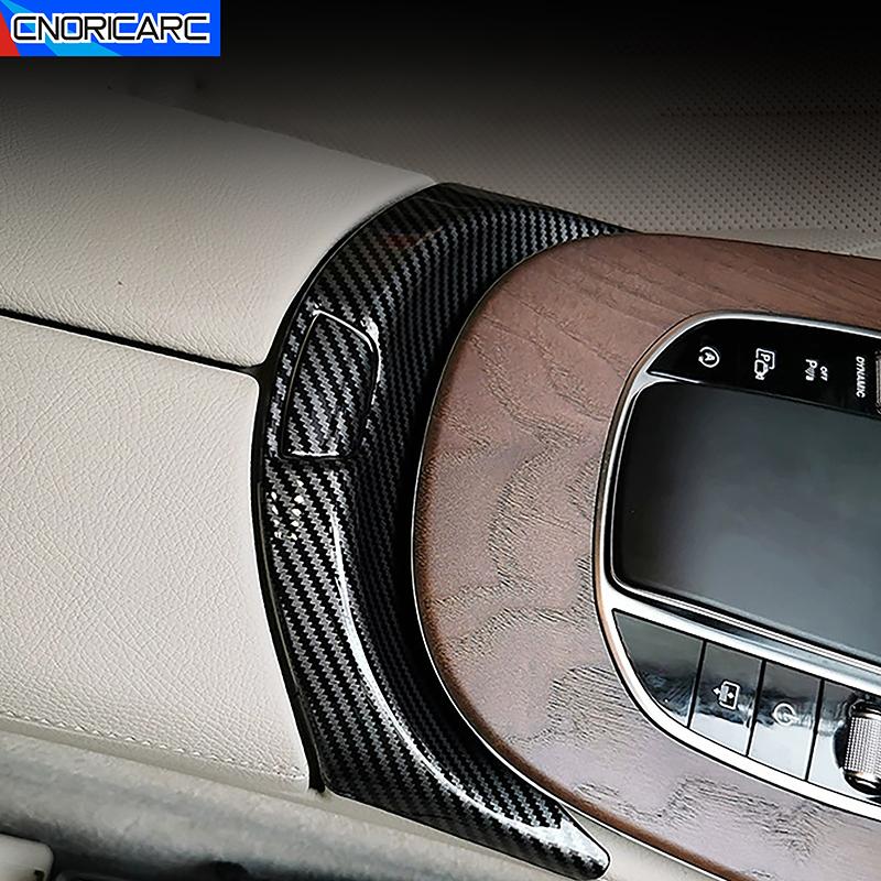 For Mercedes Benz E Class W213 2017- Car Console Armrest Box Button Frame Cover Sticker Carbon Fiber Color Interior Decals